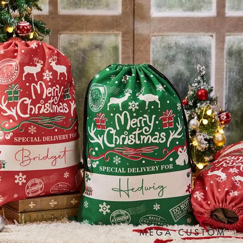Personalized Name Christmas Santa Bag Christmas Gift Bags for Kids and Adults Santa Delivery Sack Extra Large Santa Bag Christmas Gift