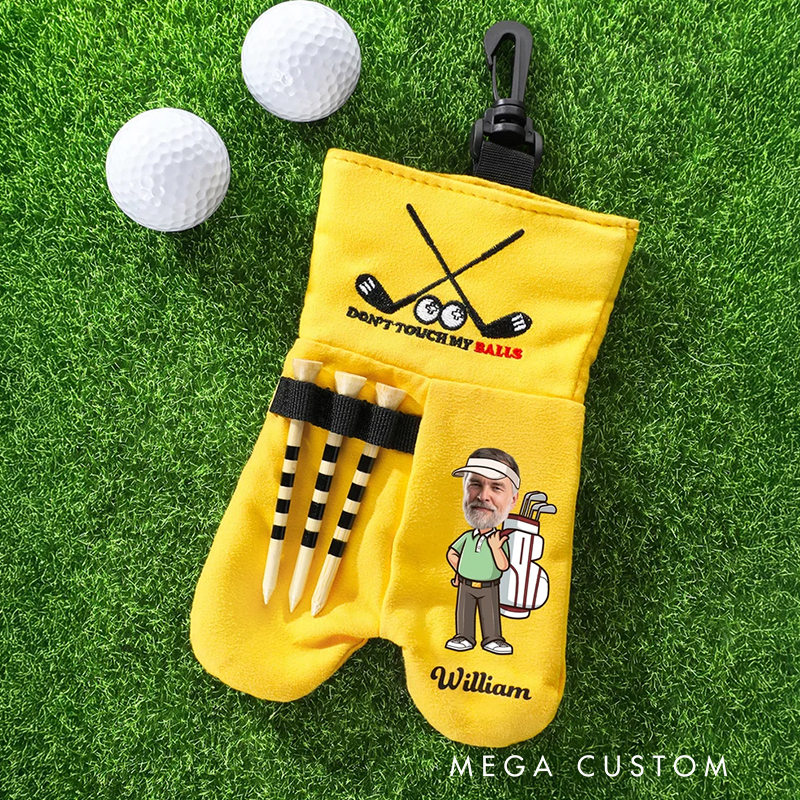 Personalized Cartoon Character Face Photo Golf Ball and Tee Storage Bag Sack with Name Golf Accessories Birthday Gift for Golf Lovers