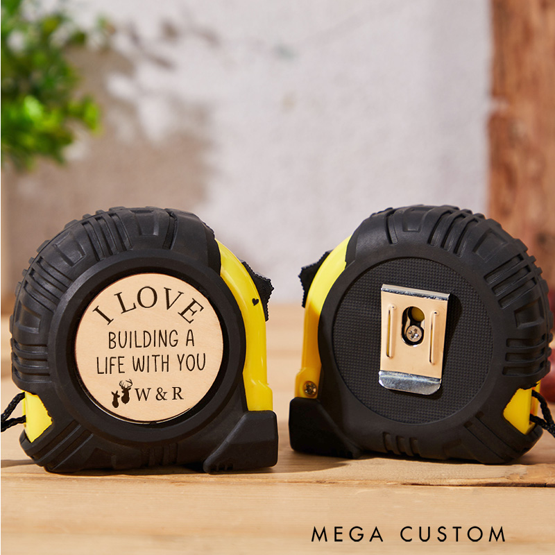 Personalized Custom Tape Measure Engraving I Love Building a Life with You Tape Measure Tool Gifts for Husband Couple