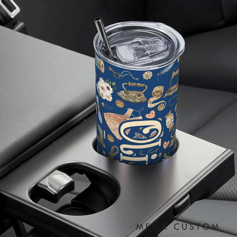 Personalized Colorful Sewing Crafter Stainless Steel Tumbler Gift for Her