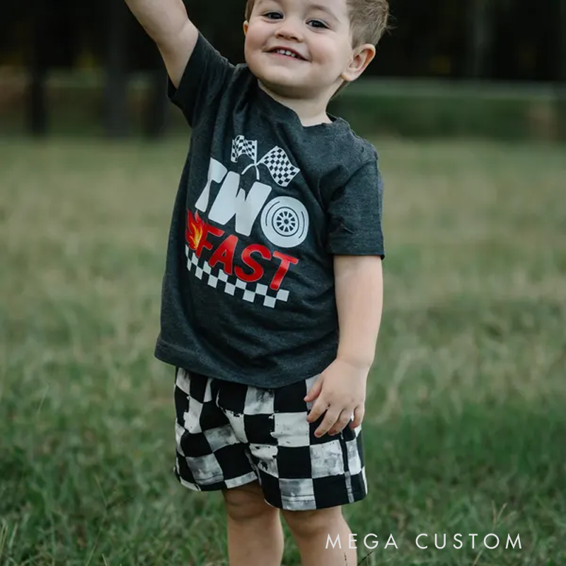 Personalized Boys 2nd Birthday Kids Shirt Racing Birthday Party Matching Shirts Boys Race Car T-Shirt