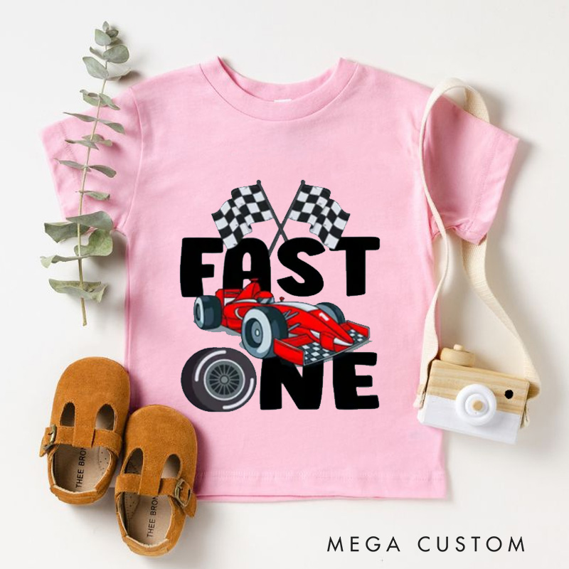 Personalized Fast One Racecar 1st Birthday Shirt First Birthday Shirt 1st Birthday T Shirt Racecar Birthday Shirt Birthday Boy Shirt