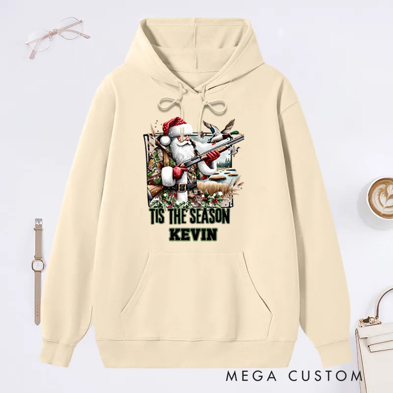 Personalized Camo Santa Sweatshirt Santa Duck Hunting Sweater Christmas Duck Hunting Hoodie Christmas Mallard Duck Christmas Gifts for Hunter