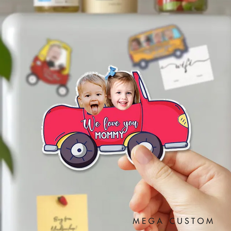Personalized Kids Photo Fridge Magnet Keychain Custom Grandma Mom Grandpa Dad Gift