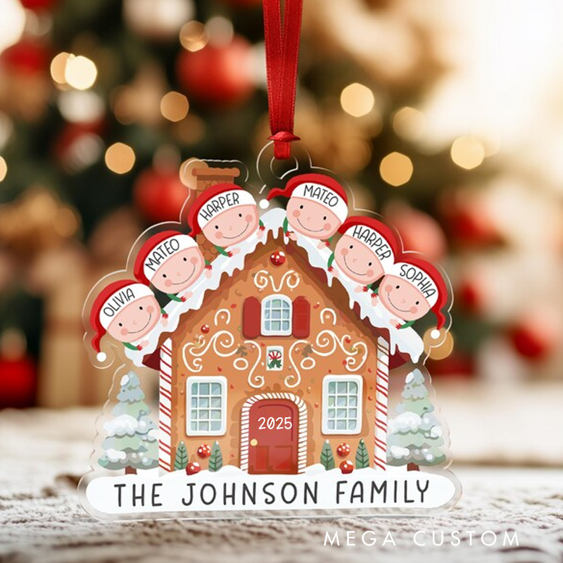 Personalized Gingerbread Christmas Ornament Gingerbread House Family Ornament Custom Christmas Gift Personalized Xmas Gift