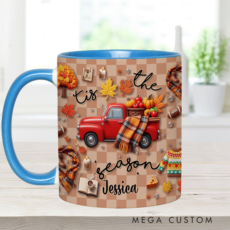 Personalized Tis the Season Custom Autumn Accent Mug