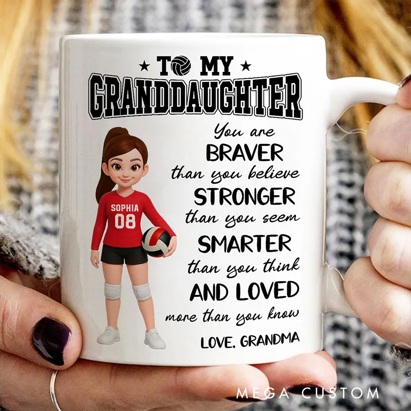 Personalized Volleyball Mug for Daughter with Inspirational Message from Mom