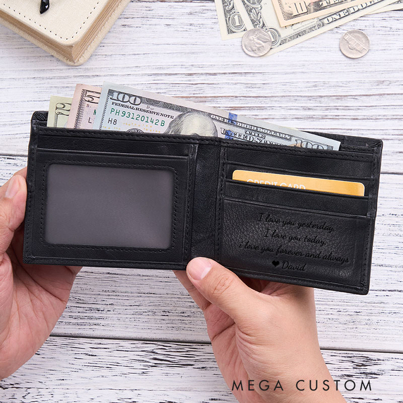 Personalized Men's Genuine Leather Wallet Custom Wallet for Men Birthday Anniversary Gift for Him Husband Boyfriend Gift Wallet