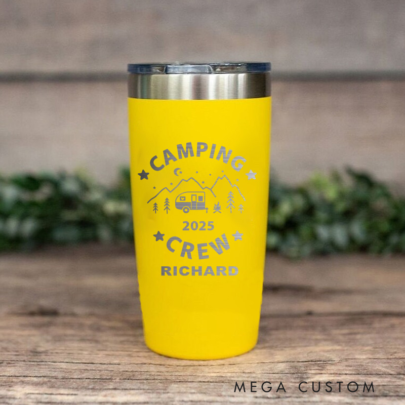 Personalized Camping Tumbler Custom Camping Crew 2025 20 OZ Tumbler Gift for Outdoor Camping Lover