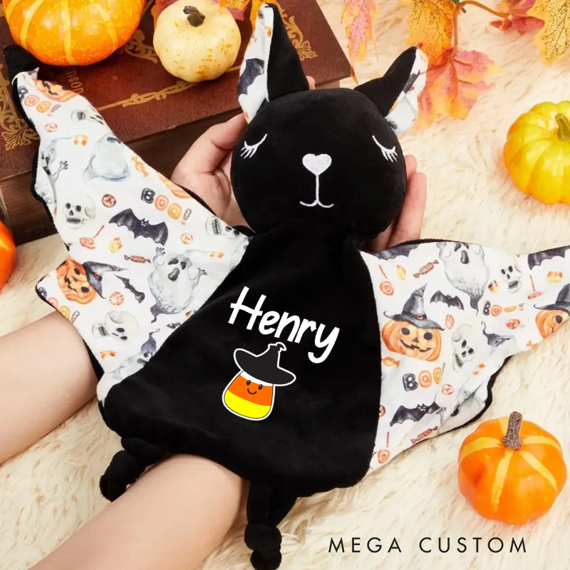Personalized Baby Bat Security Blanket Lovey Animal Blanket New Baby Girl Boy Gift