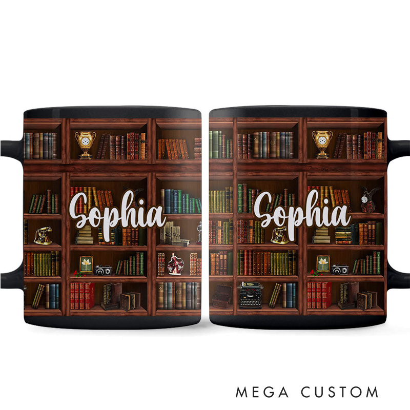 Personalized Bookish Mugs Custom Book Accent Mug with Name Bookworm Coffee Mug for Reader Book Lover Librarian Gift