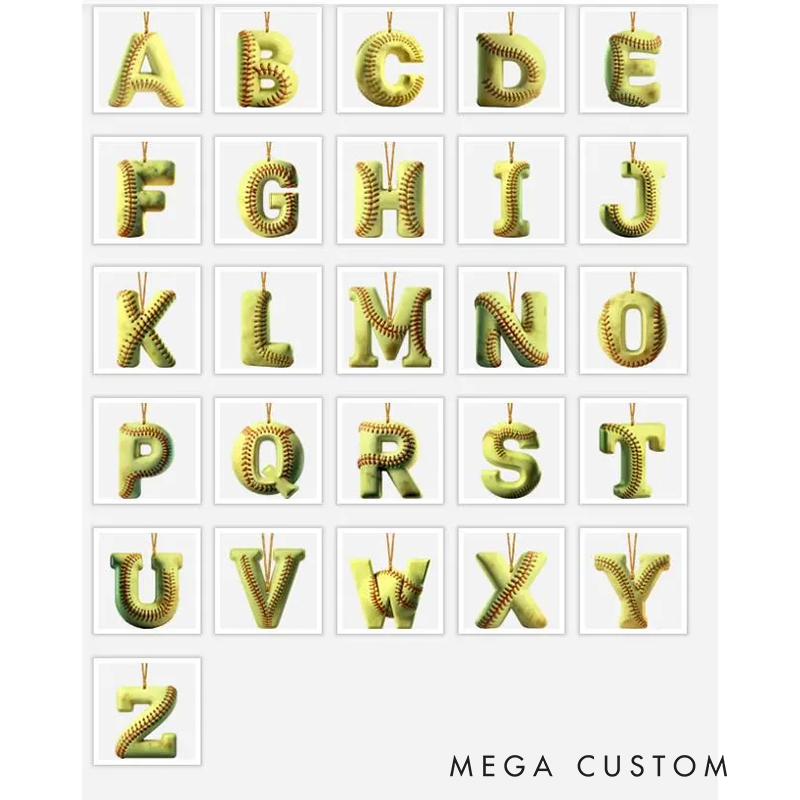 Personalized Softball Acrylic Initial Christmas Ornament for Softball Fans with Festive Touch  