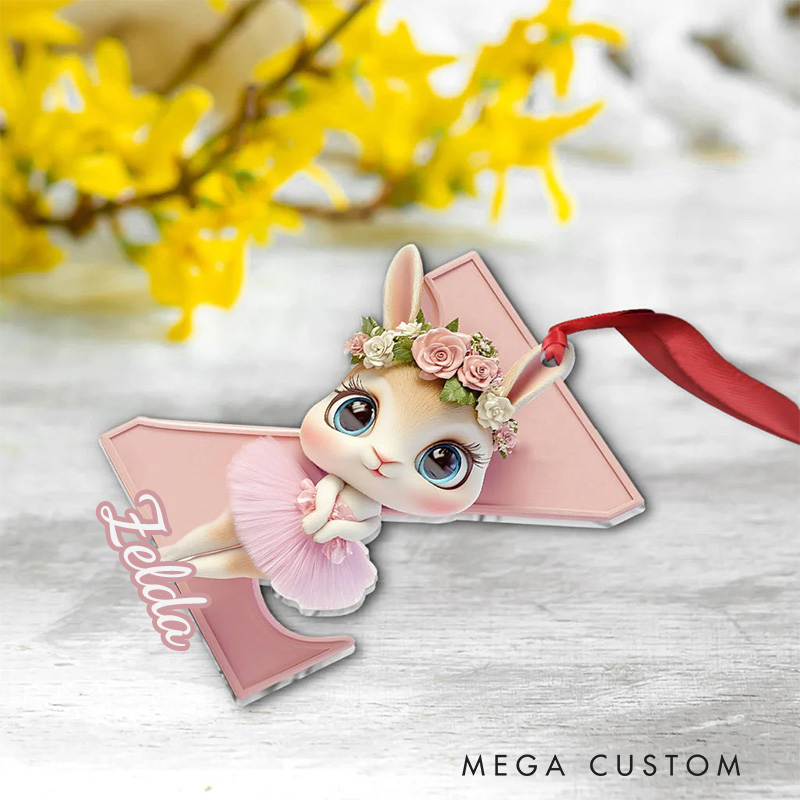 Personalized Ballet Bunny Alphabet Christmas Acrylic Ornament Dance Lovers Christmas Gift Dancer Xmas Gift Christmas Decor