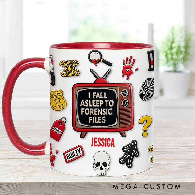Personalized 3D Effect I Fall Asleep Crime Watching Mug TV Show Mug Movie Lover Gift for Friend Birthday Gift