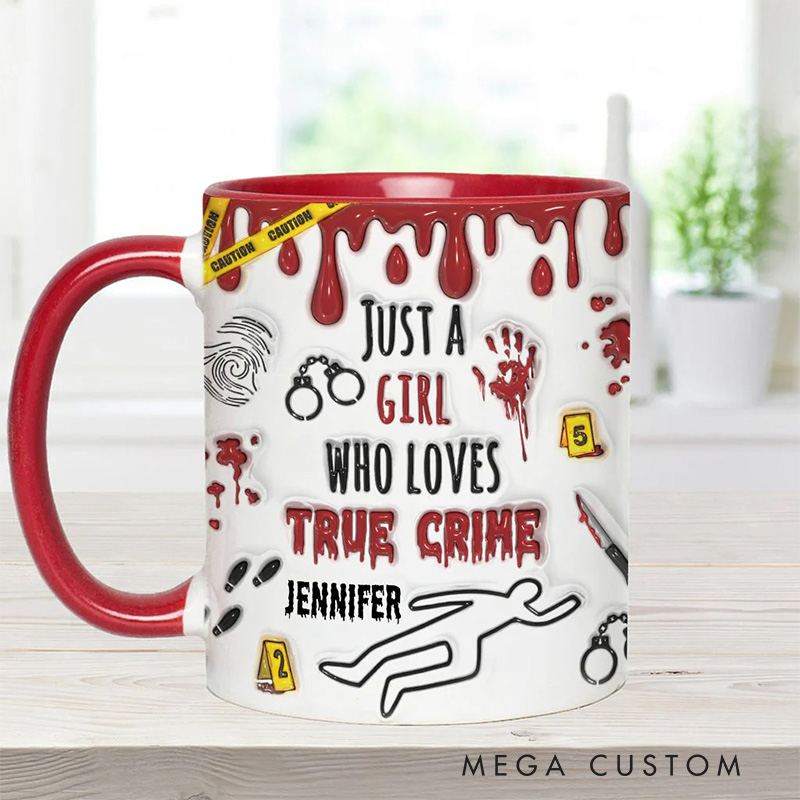 Personalized 3D Effect Just A Girl Who Loves True Crime Mug TV Show Mug Movie Lover Gift for Friend Birthday Gift