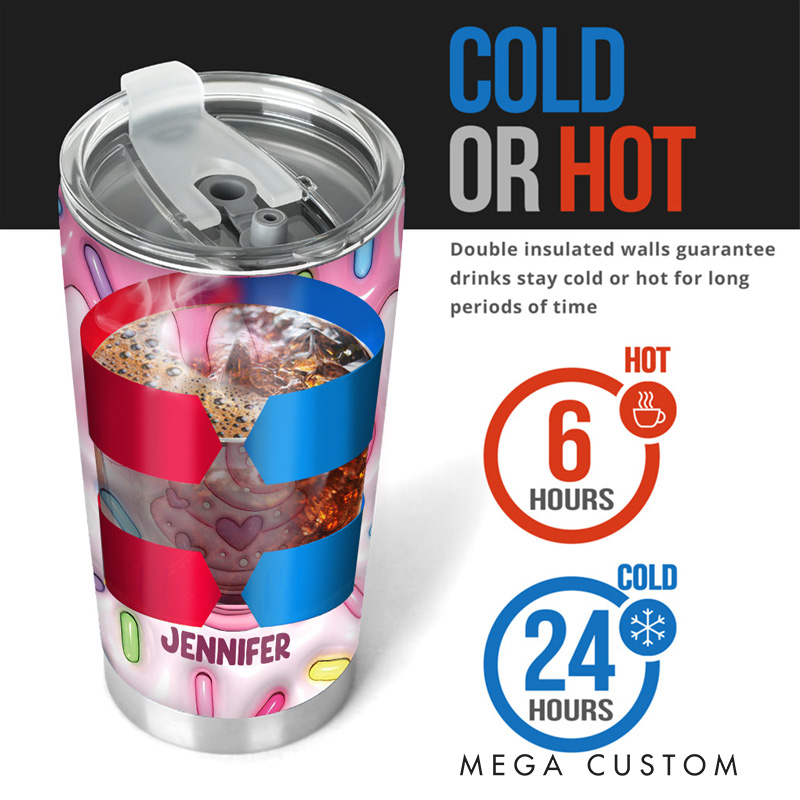 Personalized Cupcake Tumbler with Custom Name 20oz Baking Tumbler for Her Baker Dessert Lover Tumbler