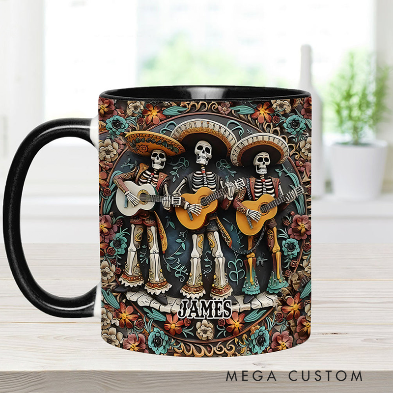 Personalized Name Skeleton Trio Mug Skull Accent Mug