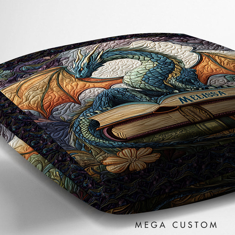 Personalized Dragon Book Throw Pillow with Name Book Pillow Cover with Names for Fantasy Book Lovers Readers Bookworm Gift