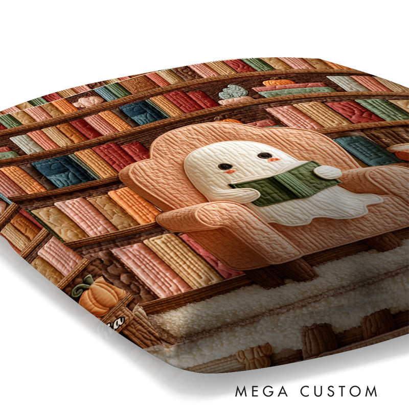 Personalized Bookish Throw Pillow with Name Reading Ghost Book Pillow Cover with Names for Book Lovers Readers Bookworm Gift