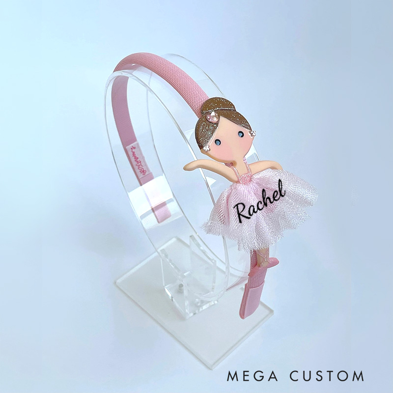 Personalized Ballerina Headband Doll Ballet Headband Pink Hair Bow Gift for Ballet Dancer Kids Dance Lover