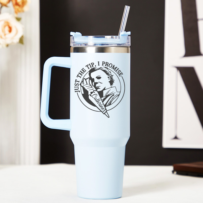 Personalized Just the Tip, I Promise Tumbler Baking Lover Tumbler with Name 40oz Stainless Steel Tumbler for Baker Her