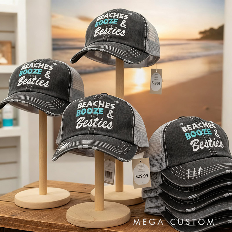 Personalized Embroidered Beaches Booze and Besties Party Baseball Hats Girls Trip Bachelorette