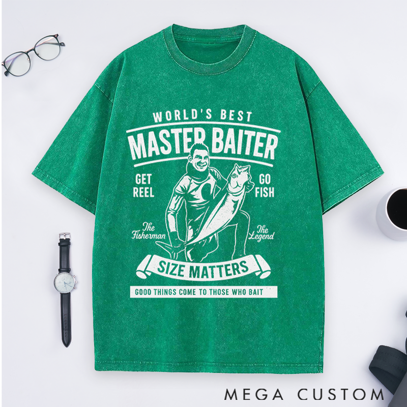 Personalized Funny Fishing T-Shirt World's Best Master Baiter T-Shirt Fishing T-Shirt Perfect Gift for Fishermen Comfortable Outdoor Fishing Apparel