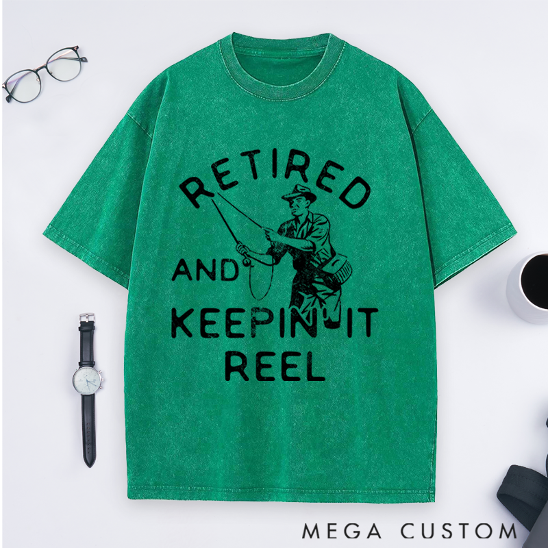 Personalized Retired and Keepin' It Reel T-Shirt Funny Fishing T-Shirt for Retirees Comfortable Outdoor Fishing Apparel Perfect Gift for Fishermen