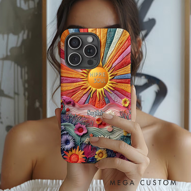 Personalized Hippie Full Print Phone Case Hippie Lover Gifts Colorful Hippie Phone Case Bohemian Phone Case