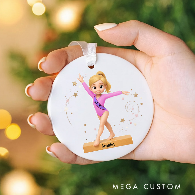 Personalized 3D Effect Gymnastic Girl Christmas Ceramic Ornament Dance Lovers Christmas Gift Dancer Xmas Gift Christmas Decor