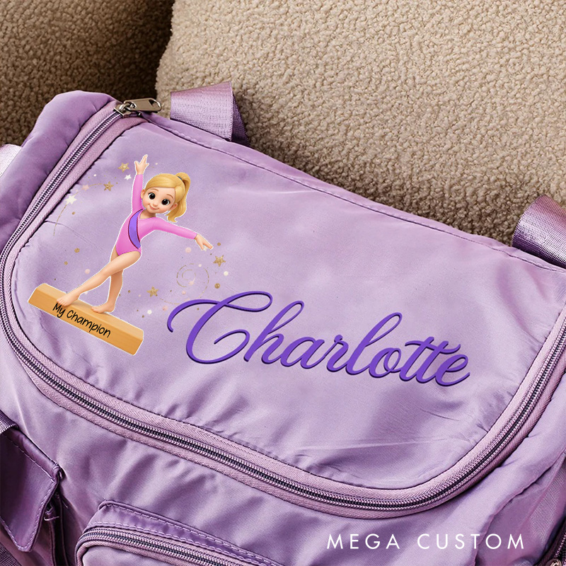 Personalized Gymnastic Girl Waterproof Large Travel Duffle Bag Dance Bag with Shoe Compartment and Shoulder Strap for Dance Lover