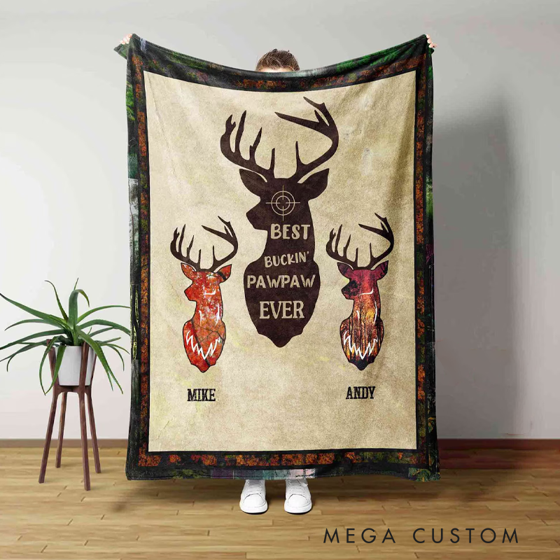 Personalized Blanket for Hunter Custom Deer Blanket Custom Dad Grandfather Blanket Hunting Lover Blanket