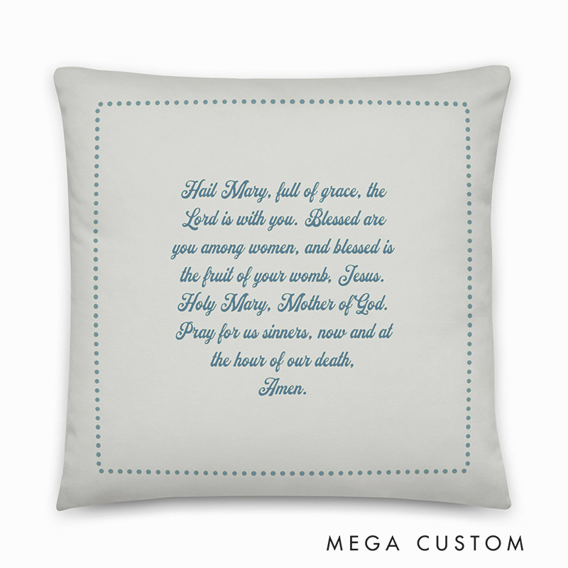 Personalized under the Care of Virgin Mary Throw Pillow with Name Religious Gift Home Decor Catholic Gift for Women