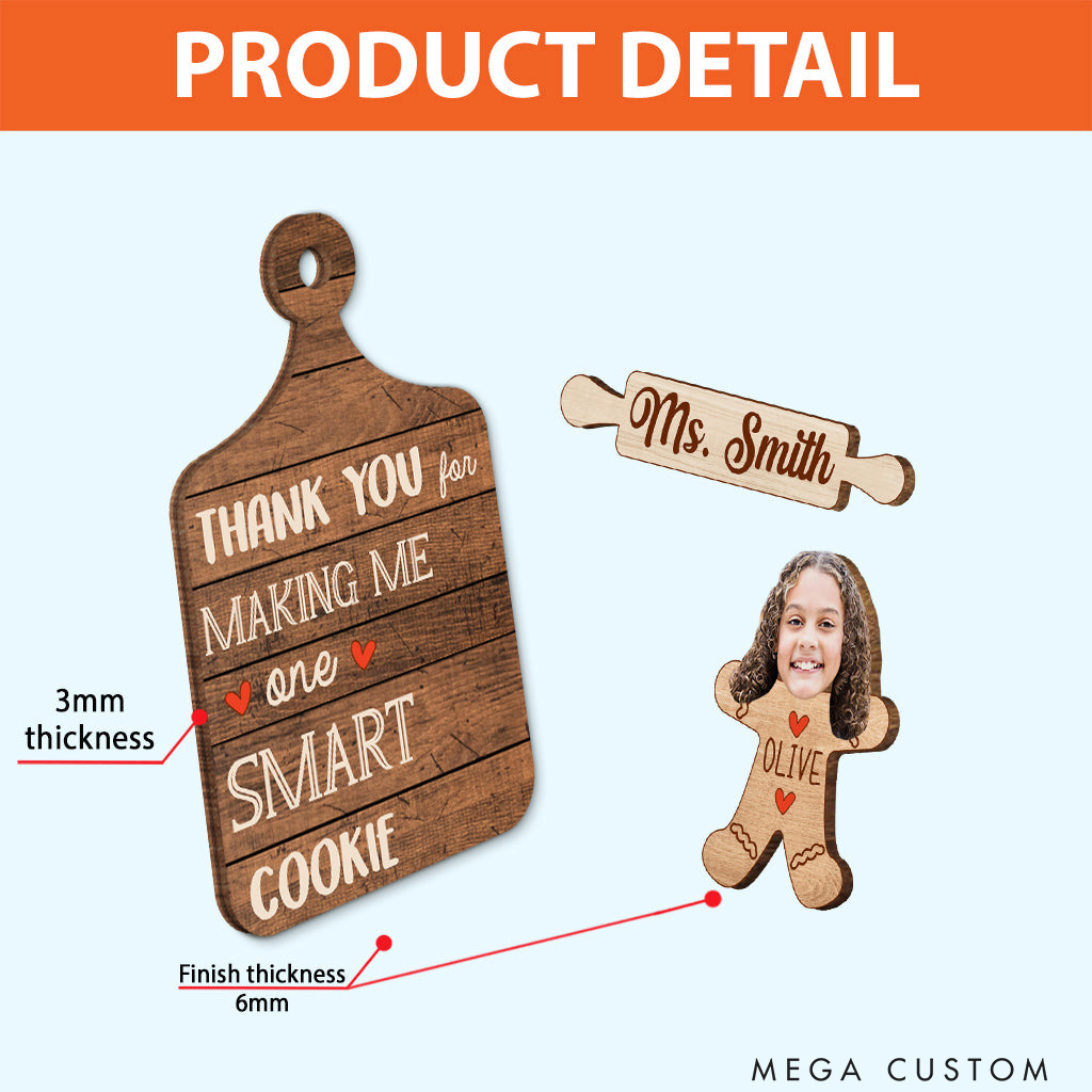 Personalized Thanks For Making Me One Smart Cookie Christmas Ornament Baking Holiday Decor Custom Photo Cookie Family Ornament for Baker Xmas Gift