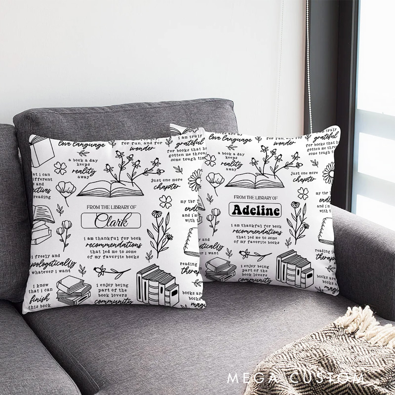 Personalized I am Thank for Book Throw Pillow with Name Bookish Pillow Cover with Names for Book Lovers Readers Bookworm Gift