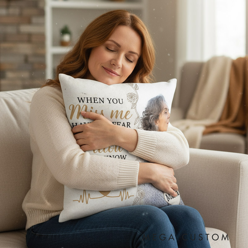 Personalized Photo Throw Pillow Hug This Pillow And Know I'm Here Custom Double Sided Pillow Bereavement Gift Sympathy Gift 