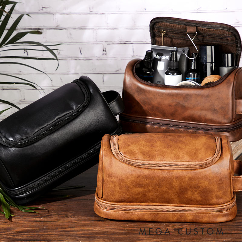 Personalized Coordinate PU leather hook-handled makeup bag for traveling lovers