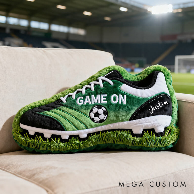 Personalized Game On Soccer Shoe Pillow with Custom Name for Sports Enthusiasts