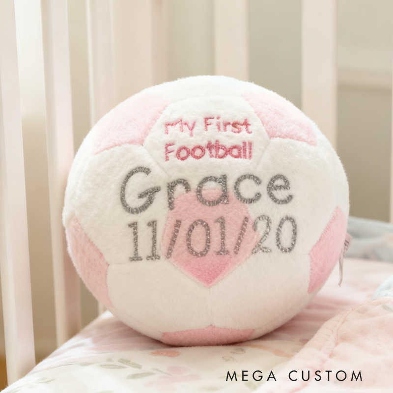Personalised Baby Football Gift New Baby Gift Soft Rattle Baby Ball Any Name Baby Shower Gift Baby Toy Soft Fleece Ball Baby Toy