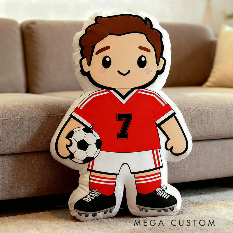 Personalized Soccer Player Pillow with Custom Name and Jersey Number