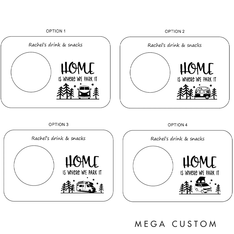Personalized Home Is Where We Park It Tea Tray and Biscuit Board 4 Designs to Choose from Funny Camp Life Lover Gift