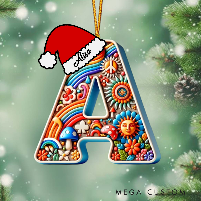 Personalized Beautiful Hippie Letter Ornament Custom Hippie Ornament