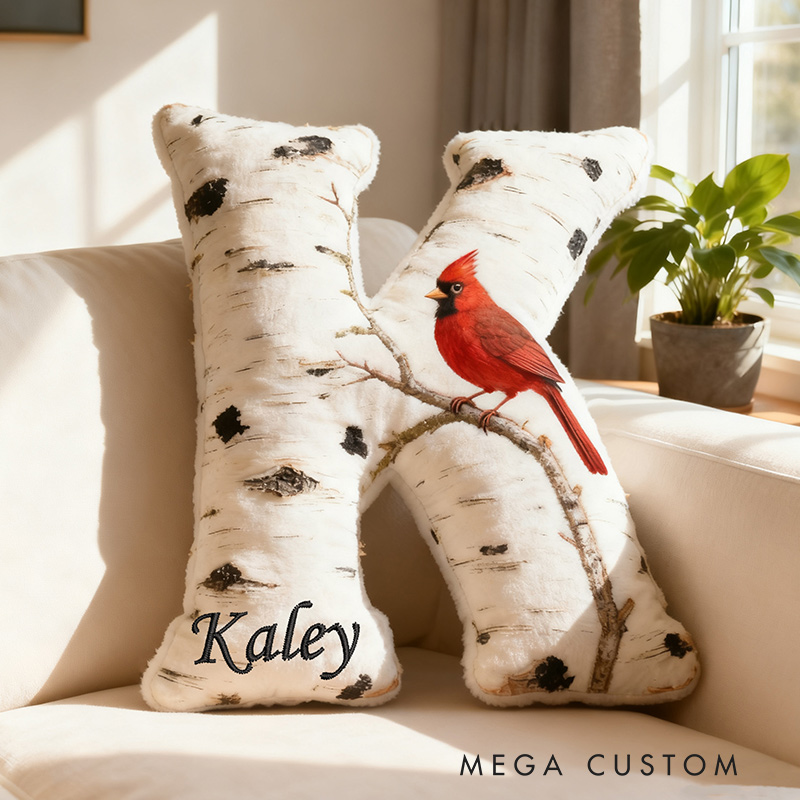 Personalized Letter Pillow Memorial Cardinal Letter Custom Name Design Pillow for Family