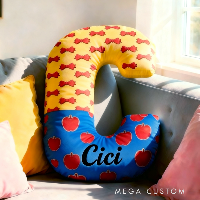 Personalized Cute Fairy Tale Style Initial Name Pillow Christmas Gift for Kids Family