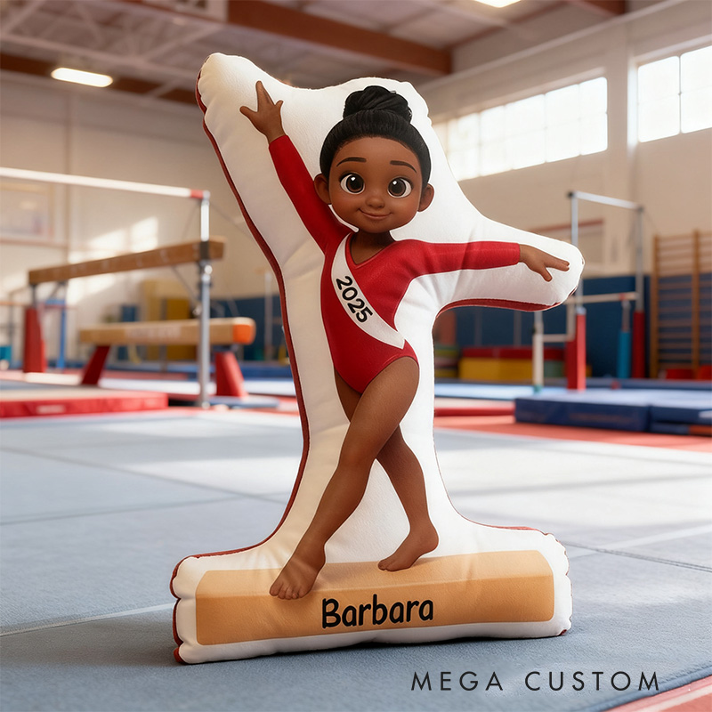 Personalized Gymnastic Girl Shaped Pillow for Gynamstic Lovers Initial Pillow Christmas Gift for Kids