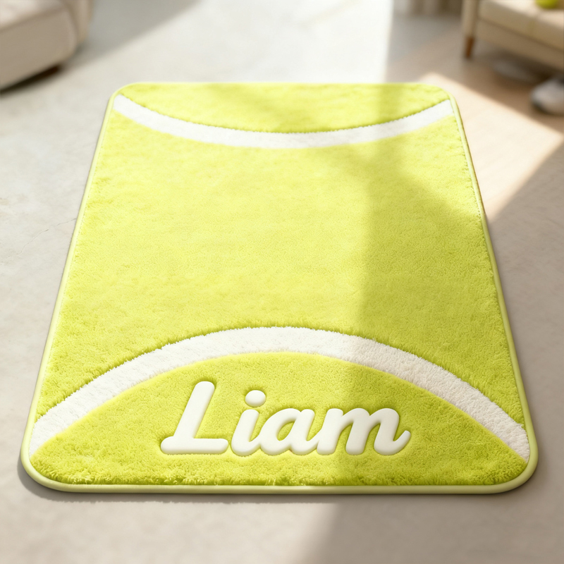 Personalized Tennis Ball Door Mat with Custom Name for Sports Lovers