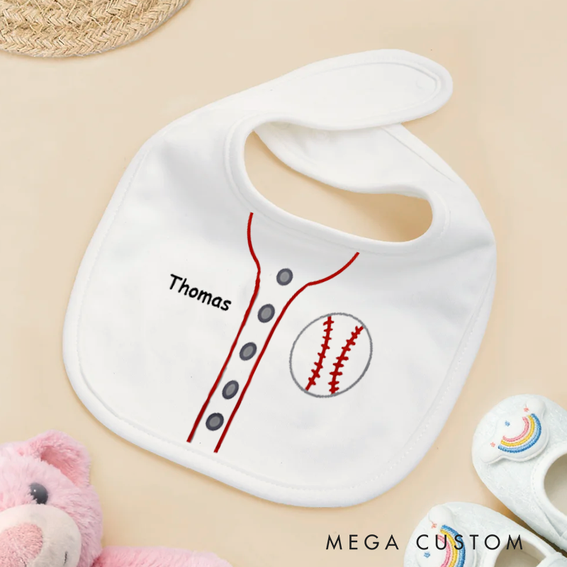 Personalized Baseball Baby Bib Baby Bib with Name Feeding Accessory Baby Shower Welcome Christmas Gift for Baby Kid