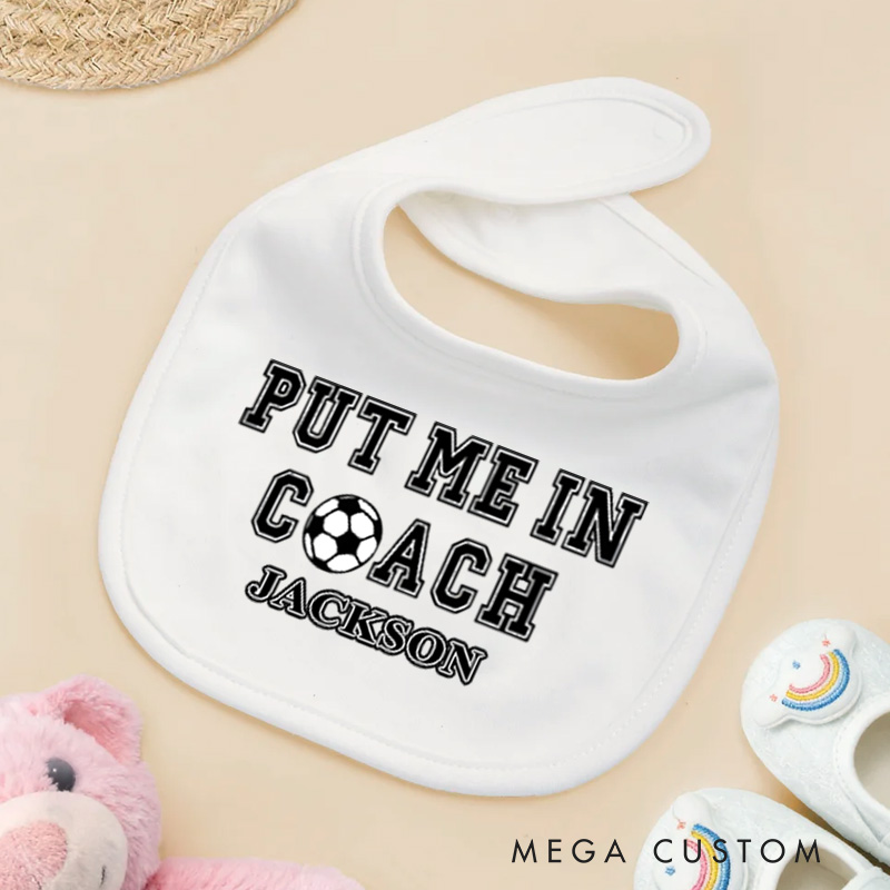 Personalized Soccer Quote Name Custom Baby Gift Funny Sports Fan Cute Playtime Outfit Soft Comfortable Baby Bib