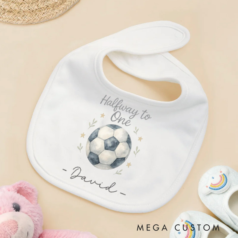 Personalized Soccer Ball Name Custom Baby Gift Cute Sports Fan Waiting For Goals Fun Soft Comfortable Baby Bib