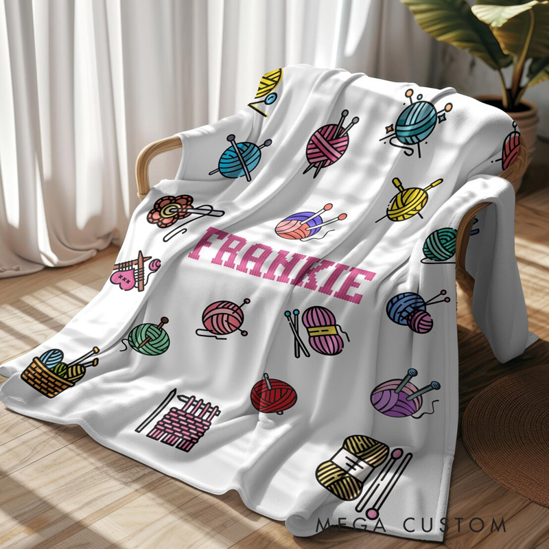 WDHCTBK_KKTZ02600002Personalized Name Crochet Blanket Gift for Knitting Lovers